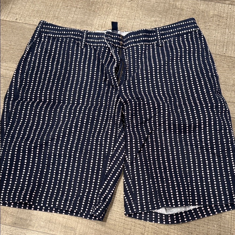Lands' End Navy and White Polka Dot Women's Bermudas